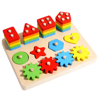 Skill Builder™ Wooden Gear & Stacking Puzzle