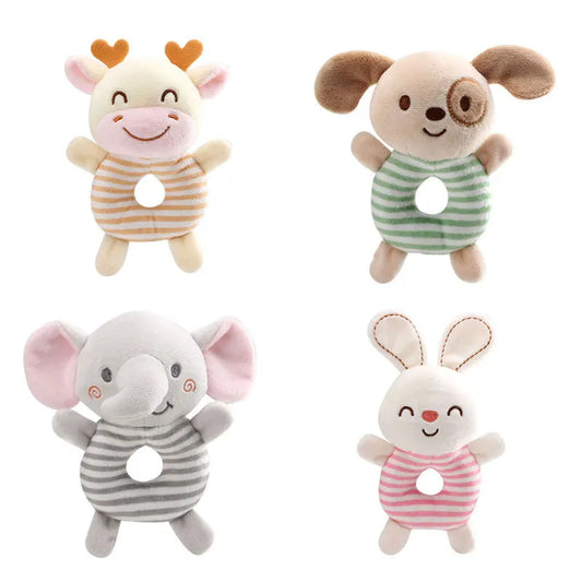 Soft Cartoon Animal Handheld Plush Rattle for Infants