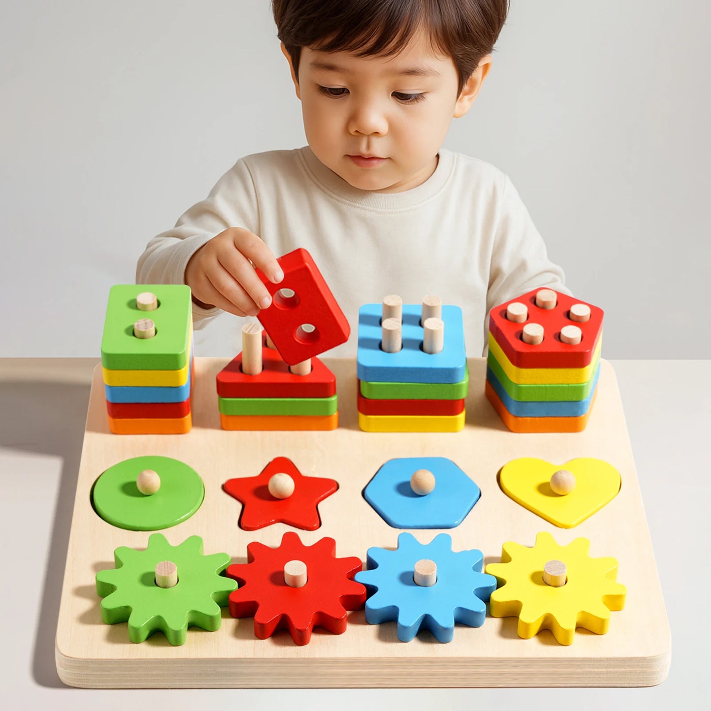 Skill Builder™ Wooden Gear & Stacking Puzzle