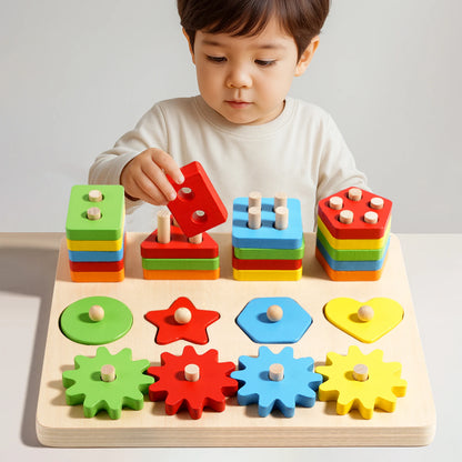 Skill Builder™ Wooden Gear & Stacking Puzzle