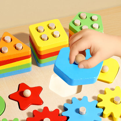 Skill Builder™ Wooden Gear & Stacking Puzzle